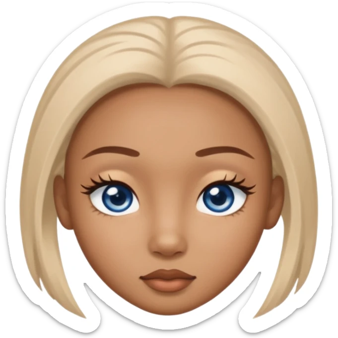 Very pretty light brown skin pretty lashes small nose blasian  one eye blue other eye brown sticker