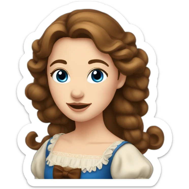 The folk french  woman dance, blue eyes, brown hair sticker