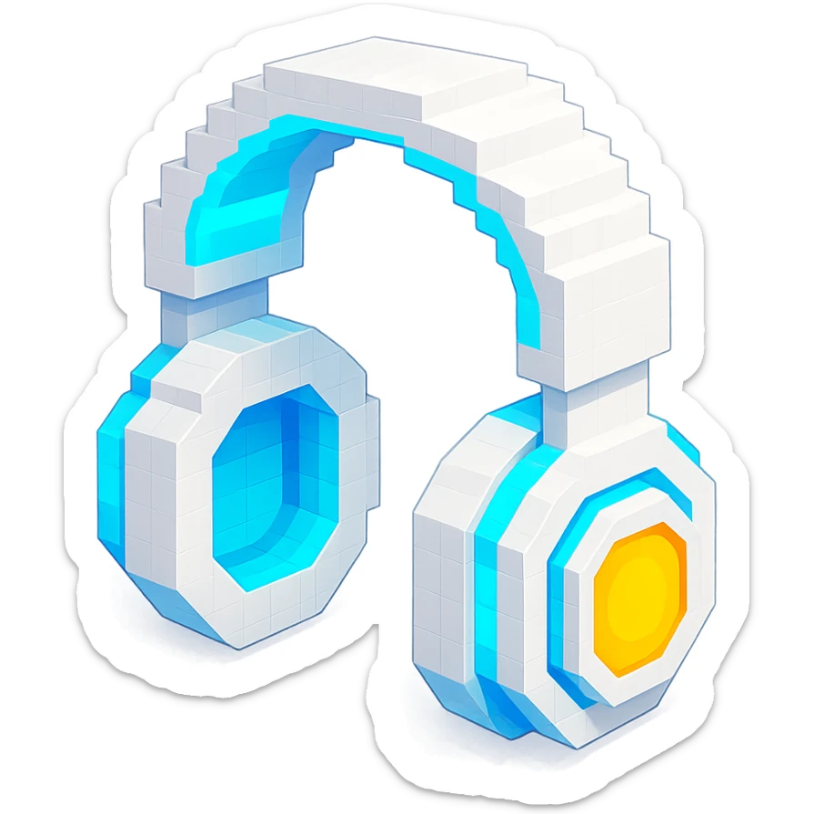 white Sony headphones with glowing accents sticker