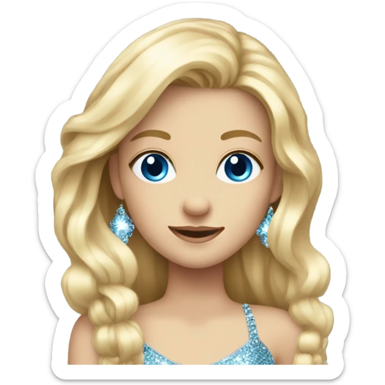 Cute bling blonde white girl blue eyes long hair  sticker