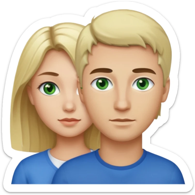 Girl blonde Green eyes man dark Hair blue eyes sticker
