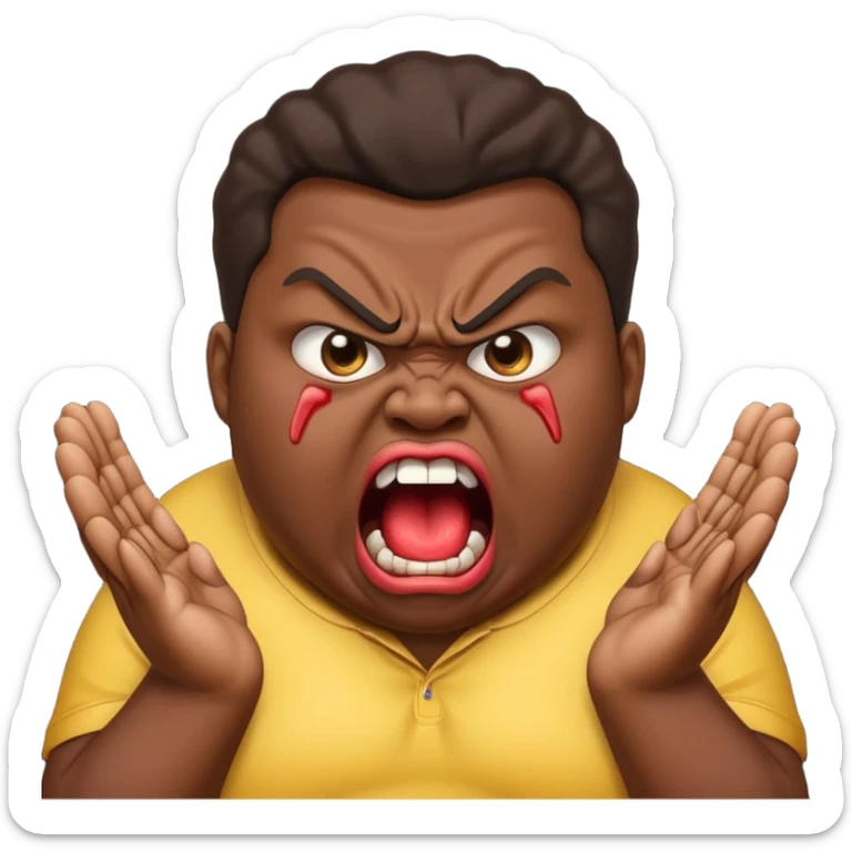 gum tsion emoji very not nice rude shouting ragebaiter fat ugly fat  black sticker