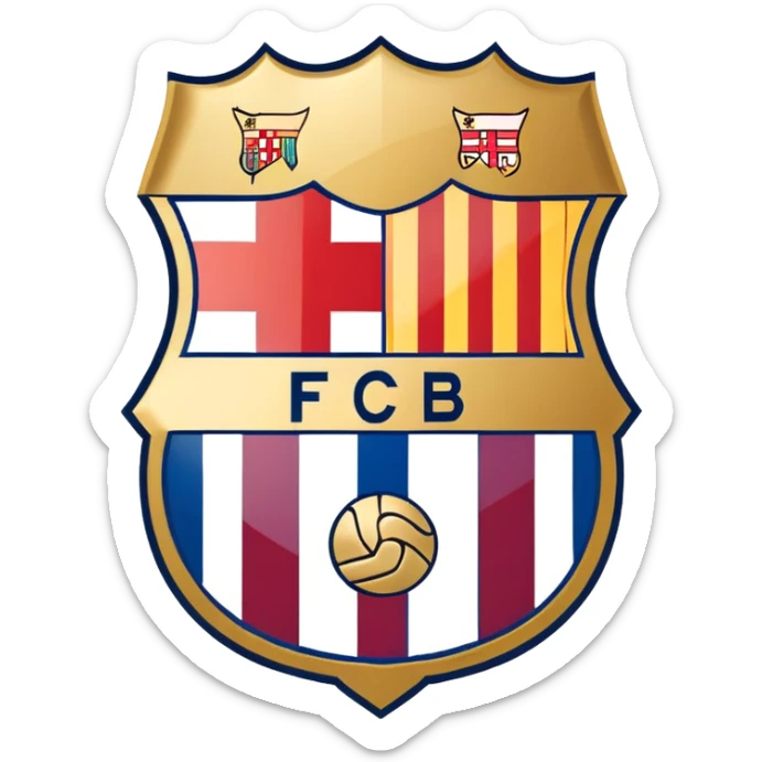 FC Barcelona logo, shield with blue and red stripes, football club emblem sticker