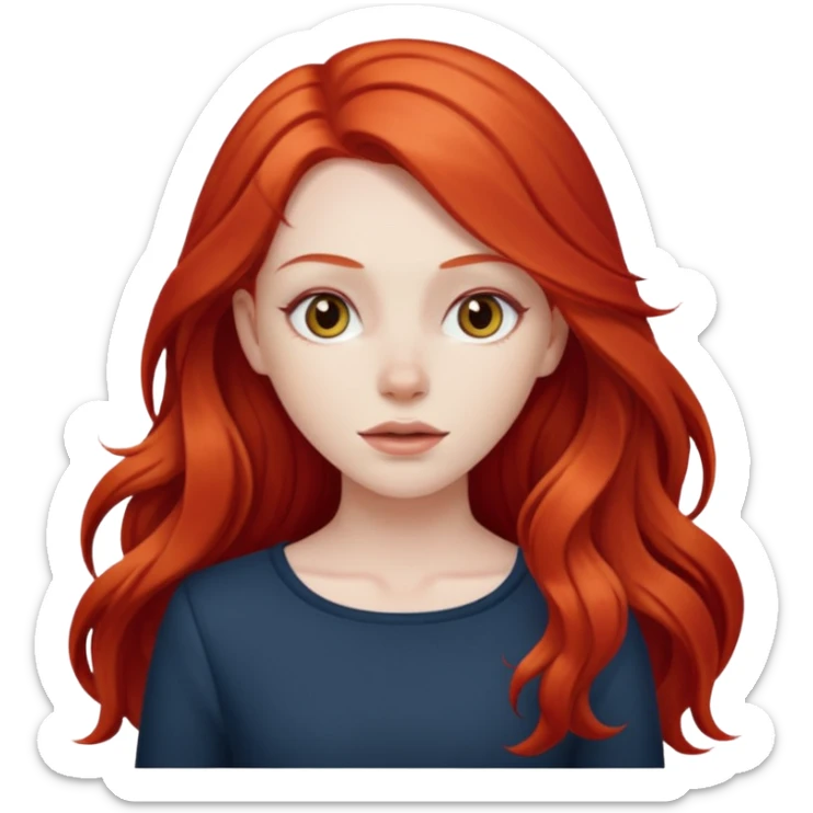 white girl with long red hair sticker