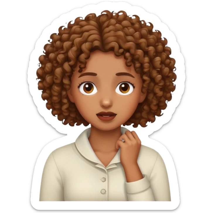 brown skin curly hair girl holding neck crash out sticker