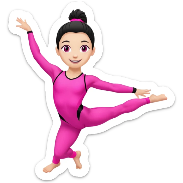 "A gymnast in neon pink and black outfit with a smile and a look of surprise." sticker