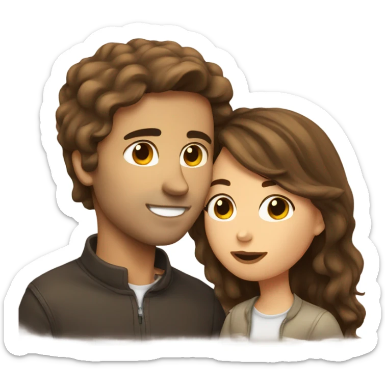 Brown hair girl kissing brown hair man sticker