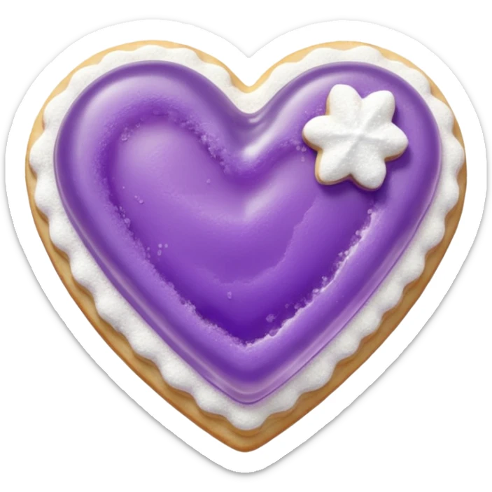 Realistic shortbread cookie in the shape of a heart with Pale Purple color jelly middle filling and sprinkled powder sugar on top. sticker