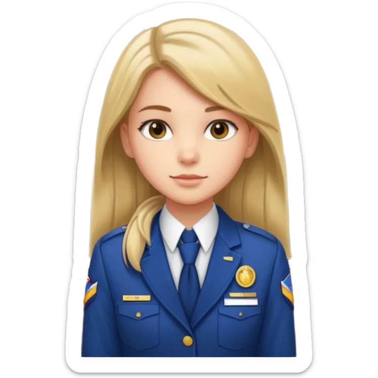 Reception Young girl, straight hair, wearing uniform jacket with hotel name badge, tasteful scarf, stand behind the desk

 sticker