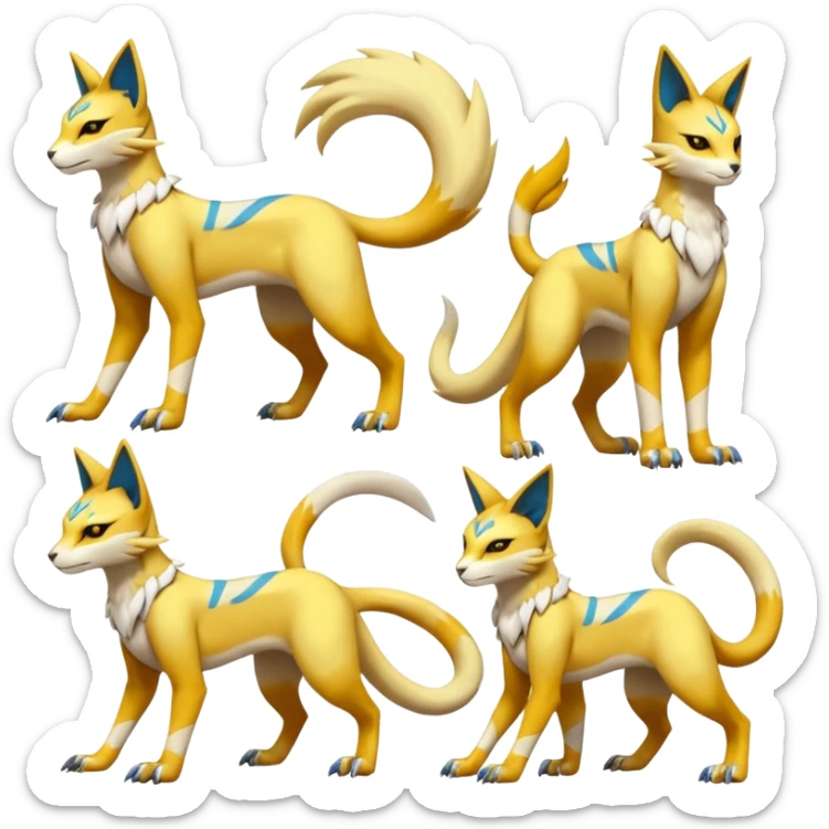 Latias-Koraidon-Renamon-Zeraora-Bastet-Fakémon-fusion-creature, full body sticker