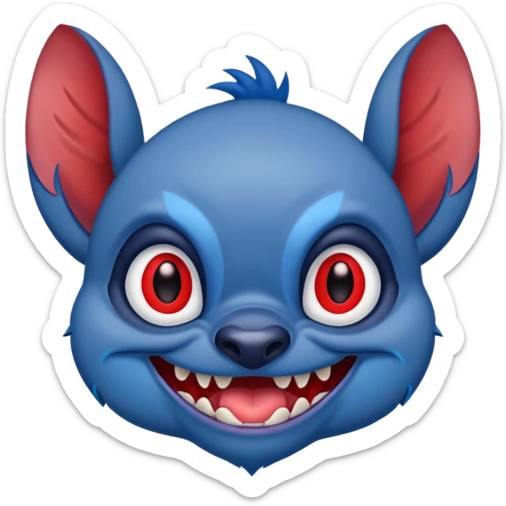 Stitch with red eyes, sinister grin, and Filipino tribal tattoos sticker
