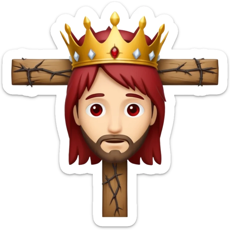 Christ hanging on the cross with the crown of thorns and the blood on him sticker