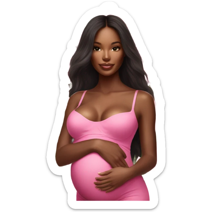 Photo of a Victoria secret model pregnant posing with flowers on a pregnancy shoot sticker