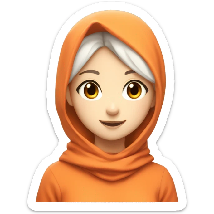 anime girl hijab sweet white skinned peanime female adventurer in orange sweater angles right  sticker
