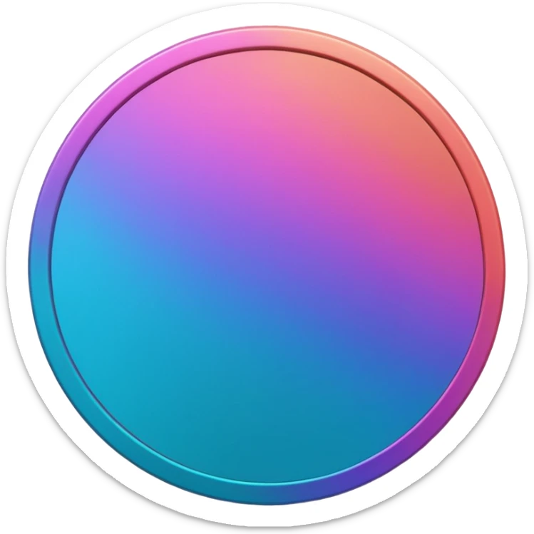 
coin color in in gradient of turquoise, blue, pink, purple, and coral metal texture
Rotate coin 90 degree  3d effect sticker