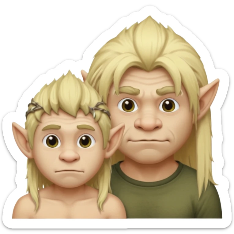 ugly troll with blonde long hair next to short twink with short blonde hair sticker