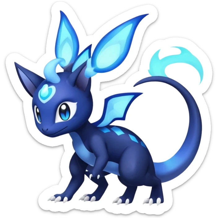 Nebulae Salandit-Meowstic-Noibat-Fakémon-hybrid-creature (full body)  sticker