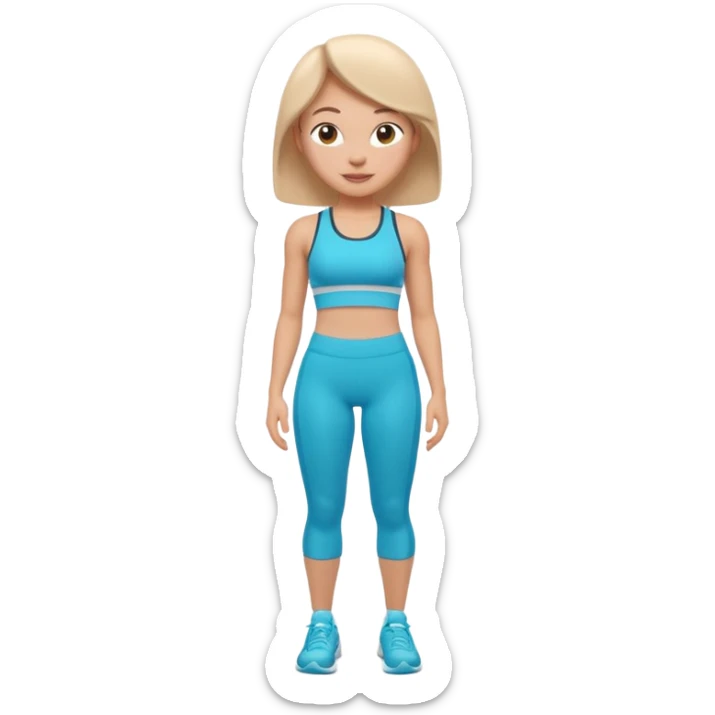 A 3D cartoon fit person showing a slim waistline, wearing sportswear, bright lighting, Memoji-style. sticker