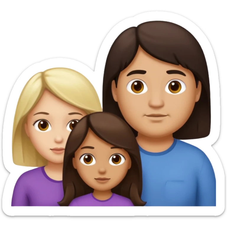 Familia de 4 personas : Hombre gordito pelo oscuro, Mujer pelo cafe, hija 1 pelo mono e hija 2 pelo oscuro. sticker