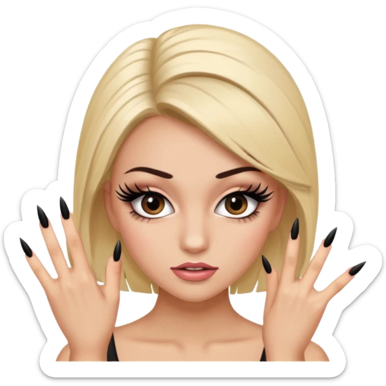 Girl with fake eyelashes and fake nails with feisty pose and sassy expression sticker