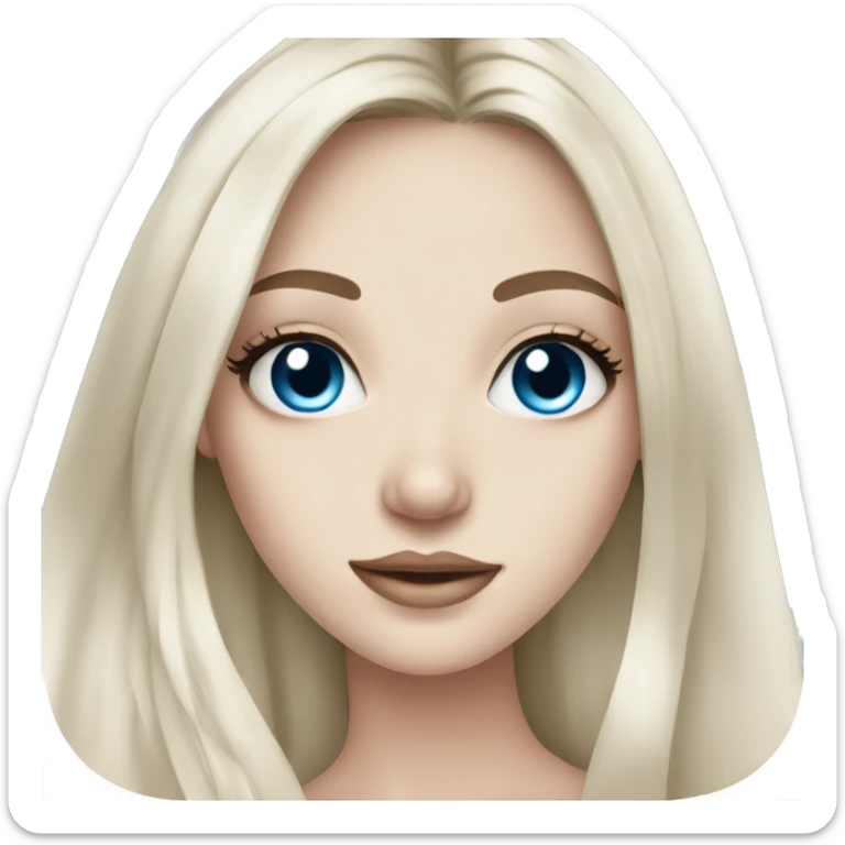 Instagram model girl with long black hair, pale skin and pretty blue eyes sticker