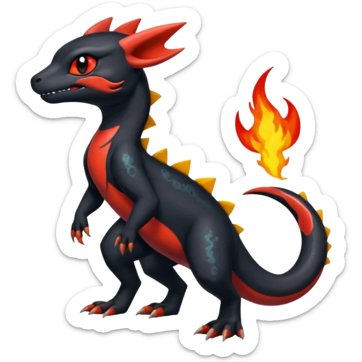 Shiny Exotic Salandit-Umbreon-Charmeleon-Fakémon-hybrid-creature (full body)  sticker