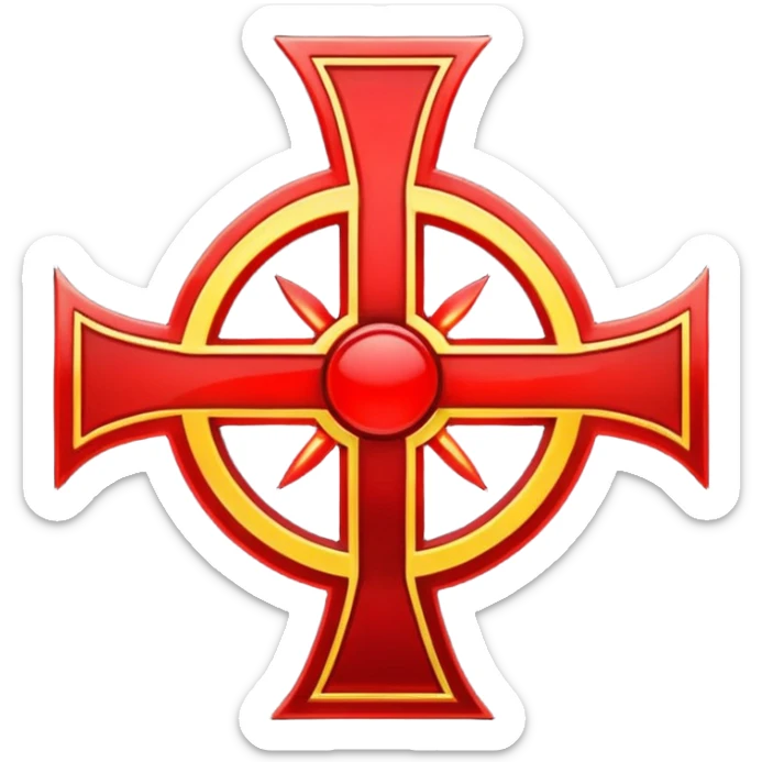 the Brand of Sacrifice symbol from Berserk, stylized with a red glow sticker