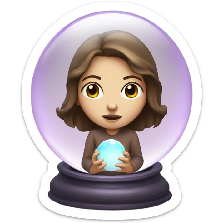 Psychic girl with brown hair looking into crystal ball  sticker