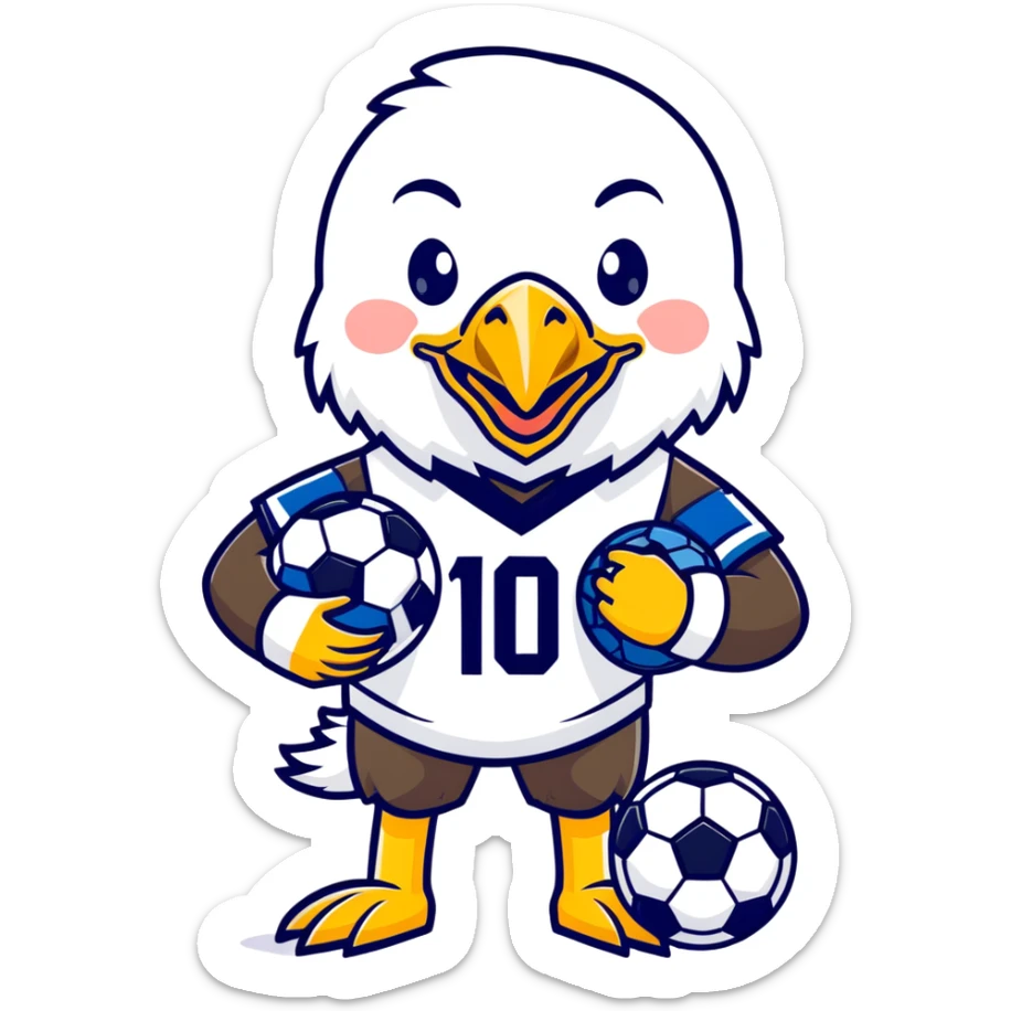US vs Mexico as a bald eagle and a jaguar in a friendly soccer match, cartoon sticker style sticker