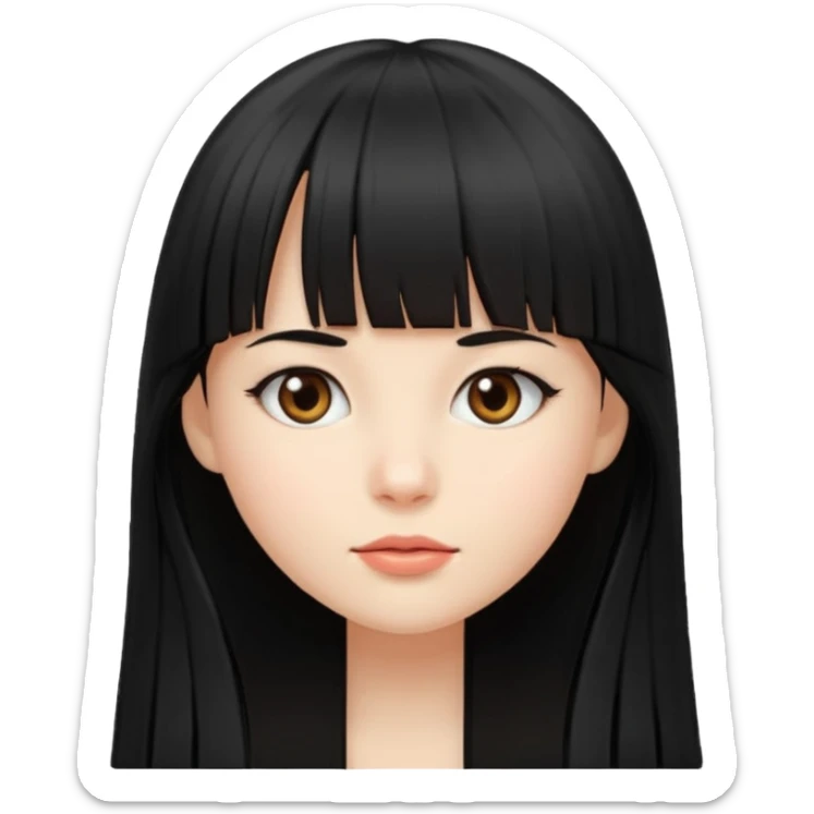lecture girl with straight bangs fringe long black color hair  sticker