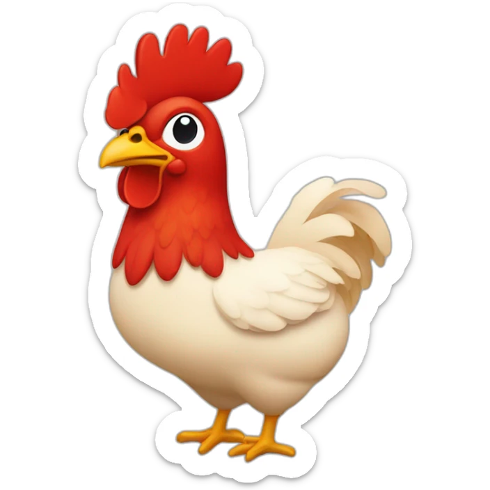un pollo de color rojo entero en el cuerpo el color  sticker