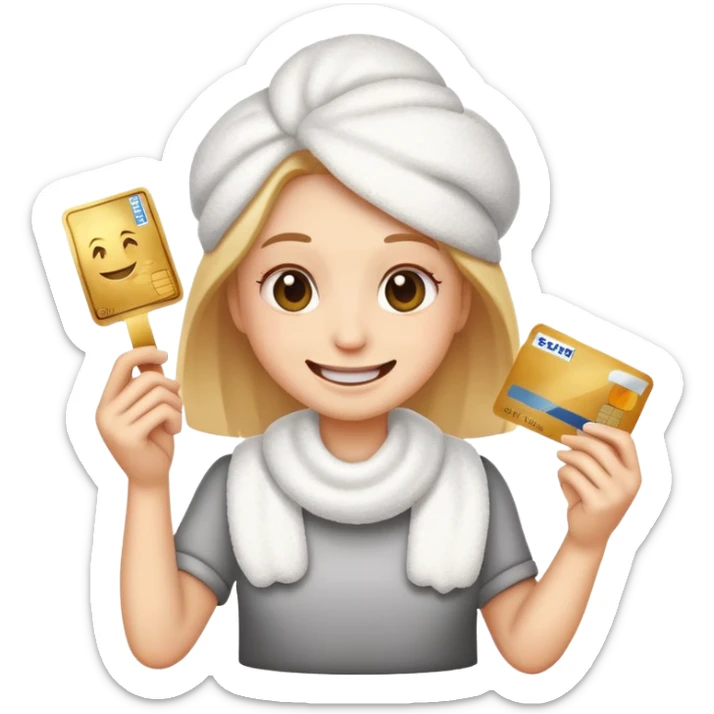 Happy emoji with credit card in hand and a pile of flour sticker