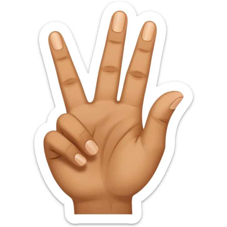 yvl hand sign with index middle and thumb finger raised and all other fingers down sticker