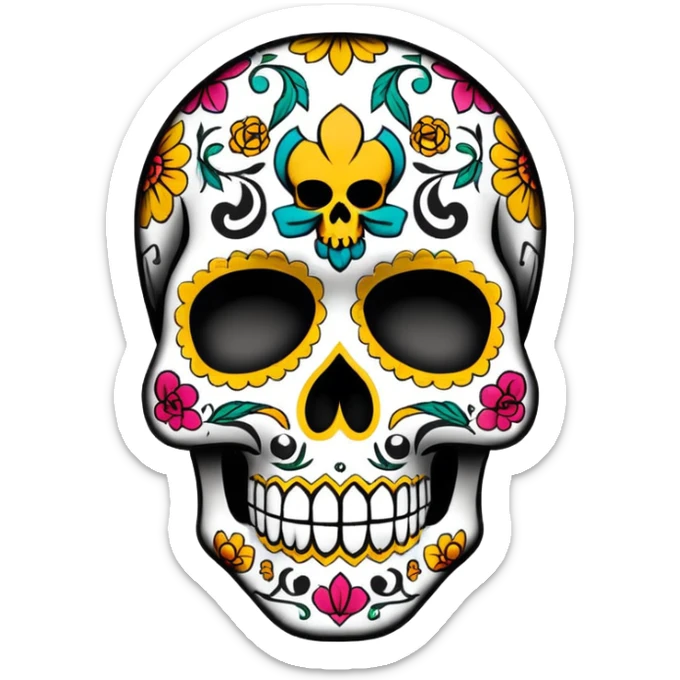 WuTang sugar skull with the wu-tang W logo incorporated into the skull design sticker