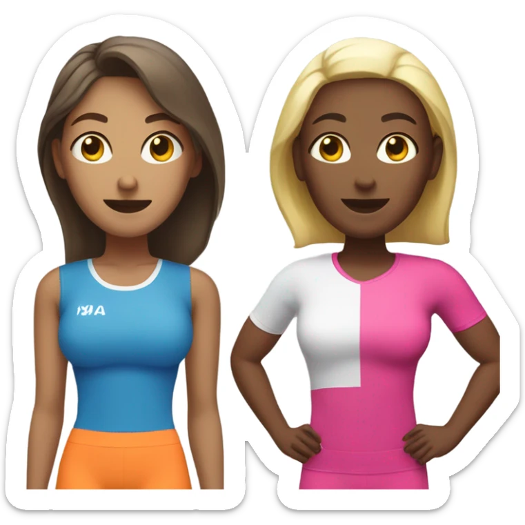 2 white skin woman in sportswear talking to eachother sticker