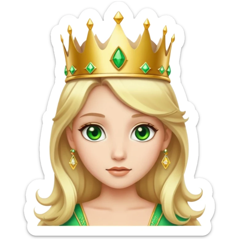 beautiful princess with blonde hair and striking green eyes wearing a crown sticker