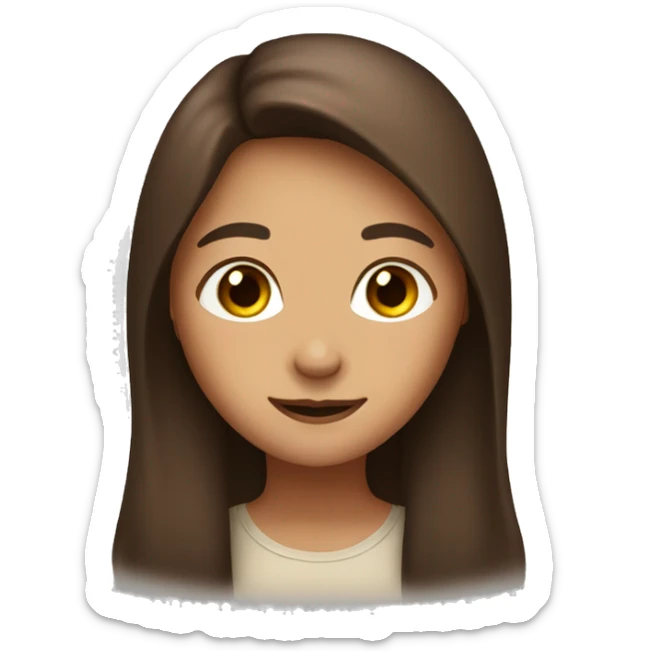 I want an emoji with a girl with long brown hair, brown eyes with a smile sticker