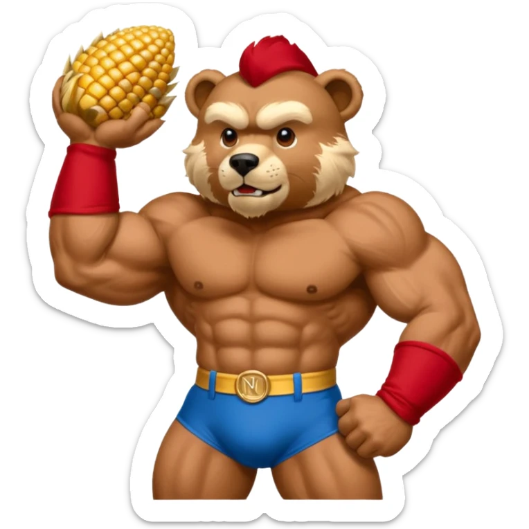 Can you create a emoji of threw Nebraska Cornhusker mascot sitting on top of the UCLA Bruin mascot sticker