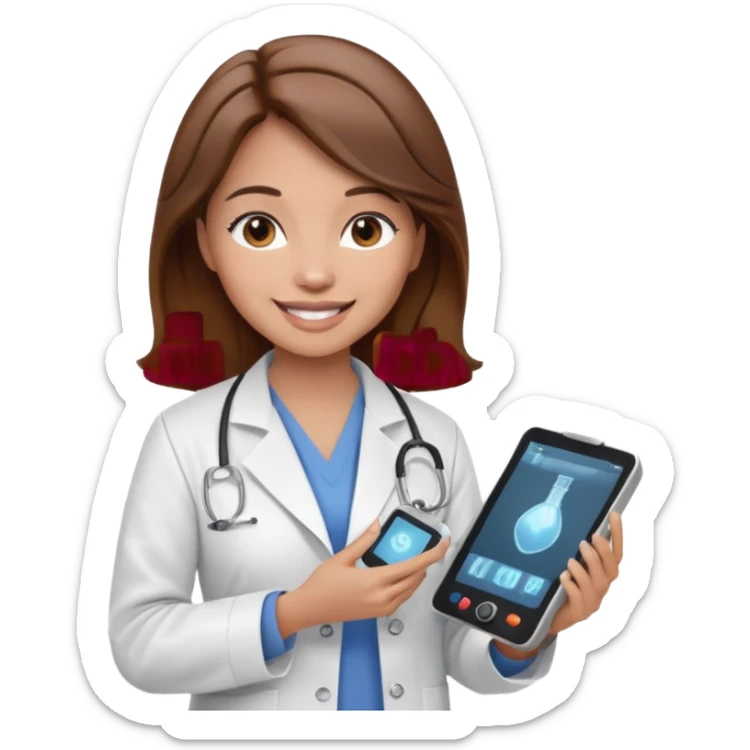 Can you make an emoji of a light skin brown hair ultrasound technician sticker