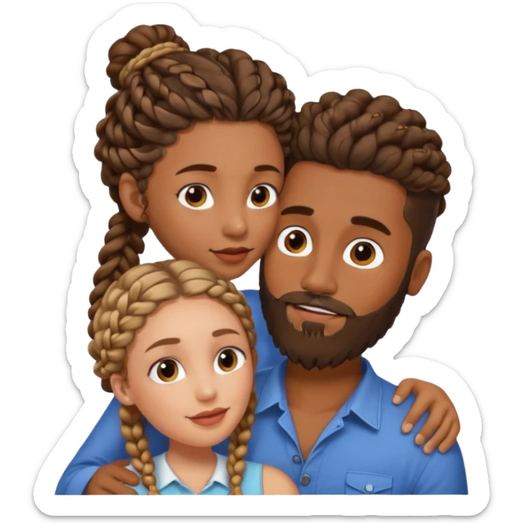 brown skin man with beard and braids making out with a white woman with curly brown hair  sticker