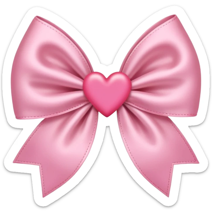 dainty pink bow in coquette style, heart in the middle, soft and whimsical sticker