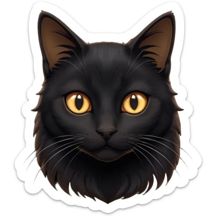 Solin wäre ein Kater mit nachtschwarzem, glänzendem Fell, kräftig gebaut und zugleich von seltener Eleganz. Sein Blick – tief und warm – scheint in die Seele zu führen, während seine Bewegung lautlos ist wie ein Schatten, der sich still an die Seite schmiegt.ihn nichts auf der Welt erschüttern. sticker