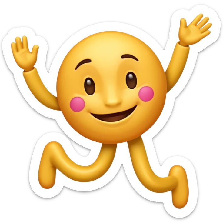 A cute 3D emoji of the English letter 'A' with cartoon arms and legs, dancing happily. Vibrant colors, expressive eyes, smiley face, high quality, white background, sticker style, glossy finish. sticker