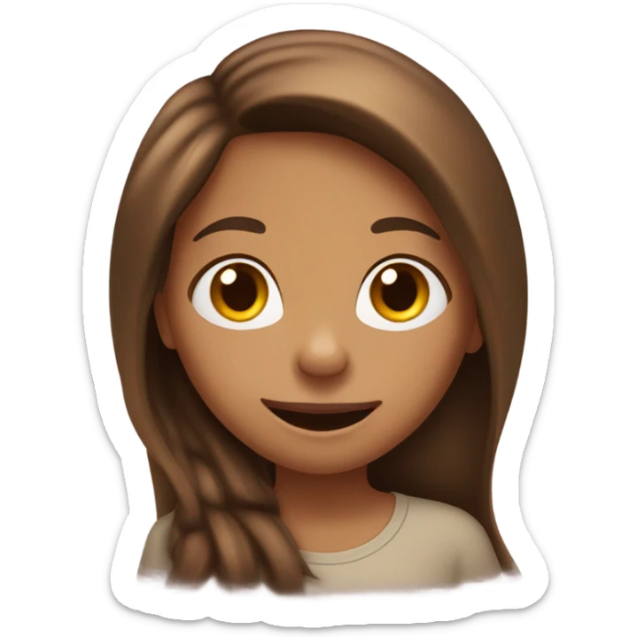 Light Brown girl with long brown hair sticking out her tongue to tease her friend sticker