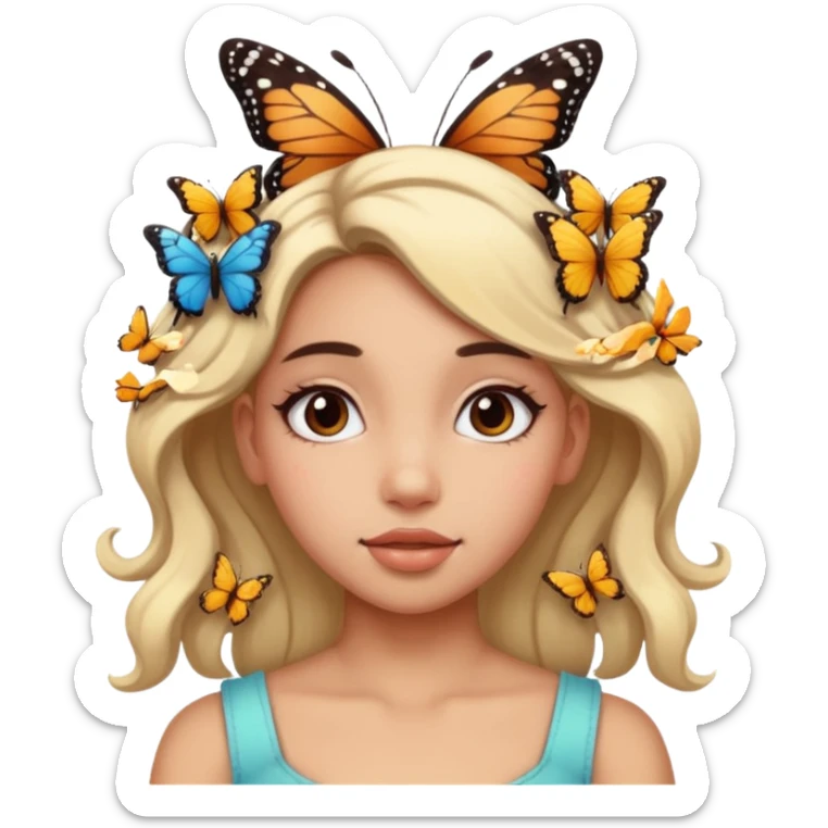 Girl with butterflies in her hair sticker