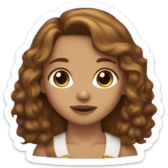 brown hair girl with brown eyes and her gold haired cocker spaniel  sticker