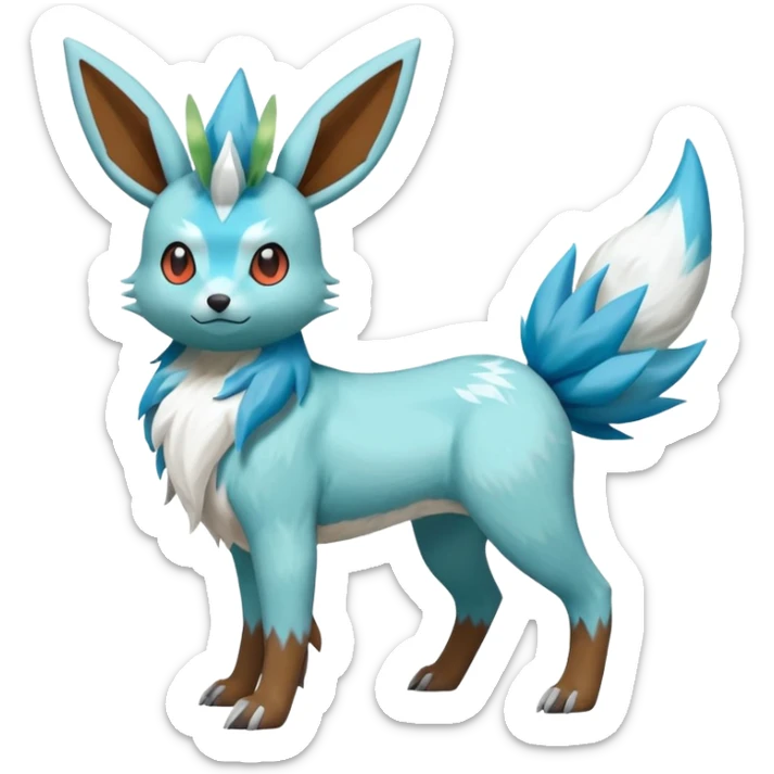 Glaceon-Skiddo-Mudbray-Amaura-Flareon-Virizion-fusion-Pokémon-monster (full body) sticker