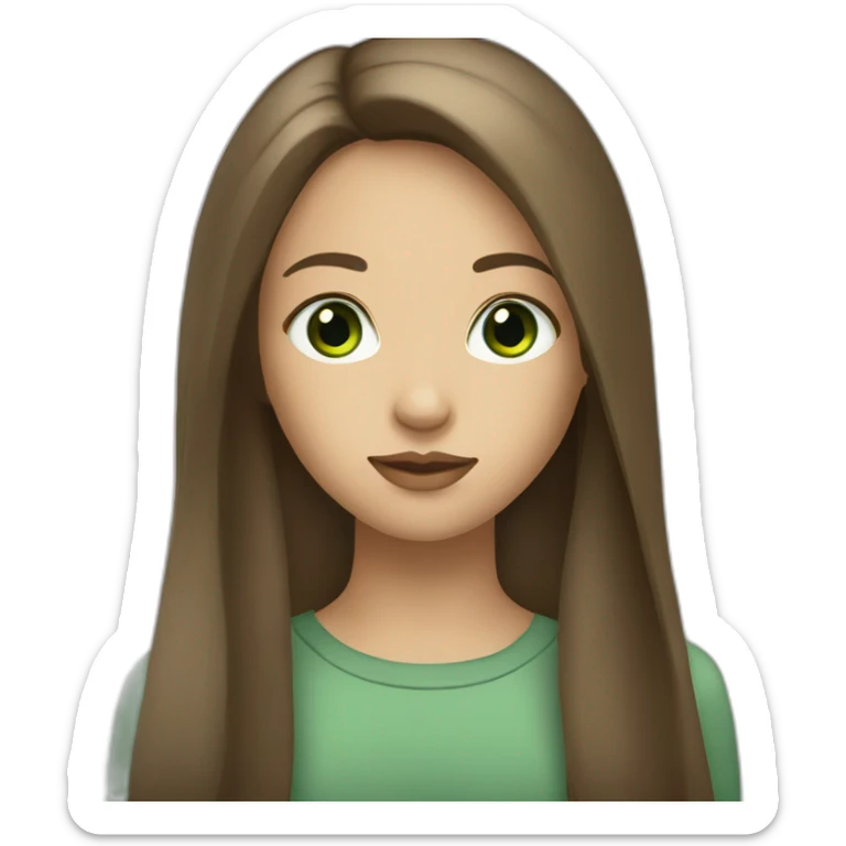 girl with long straight brown hair big green eyes full lips sticker
