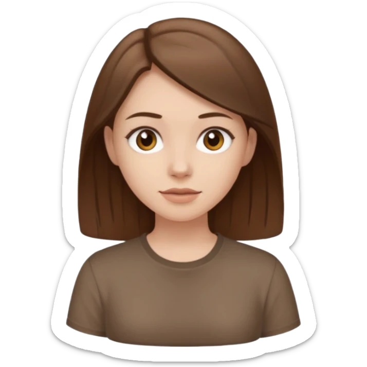 Pale girl brown hair and wearing brown shirt  sticker
