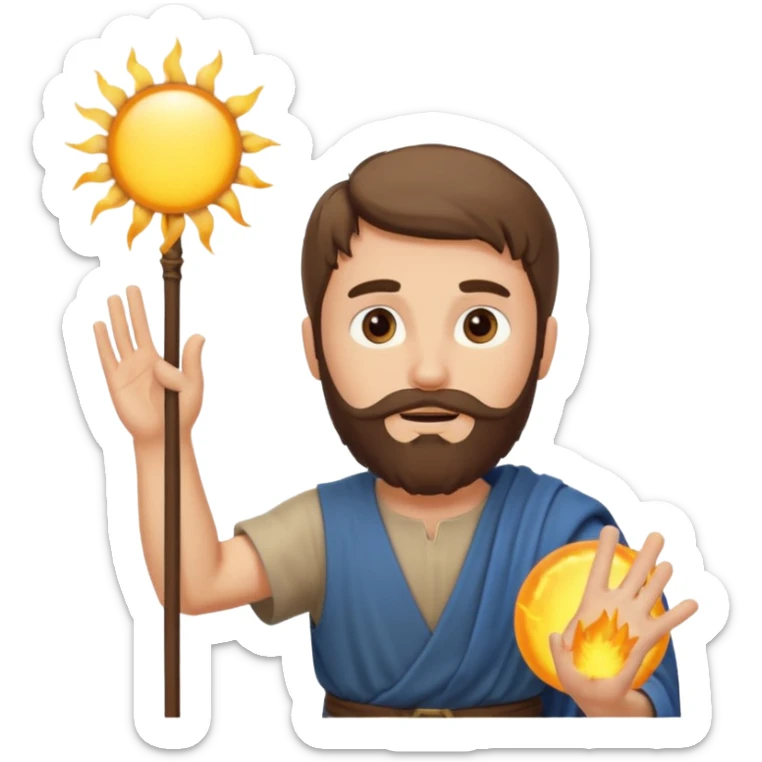 joshua bible chracter bearded man raising his hand stopping the sun sticker